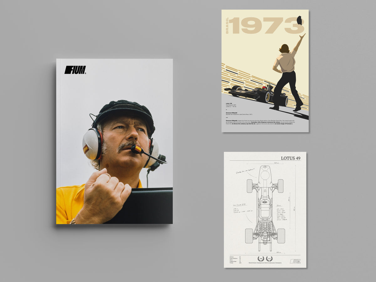 Pack Premium de la Revista FIUM 004 - Colin Chapman, con la revista y dos láminas A4 exclusivas