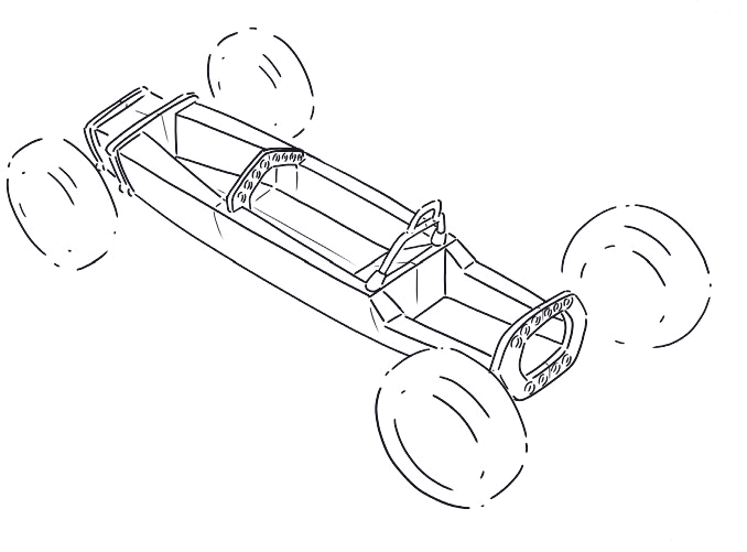 dibujo del chasis monocasco del lotus 25
