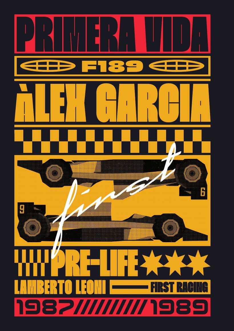 cartel de apertura de «primera vida», amarillo y negro con el first 189